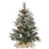 Vickerman Unlit Artificial Christmas Tree With Frosted Cones And Red Berries (27660)