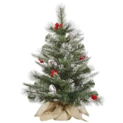 Vickerman Unlit Artificial Christmas Tree With Frosted Cones And Red Berries (27660)
