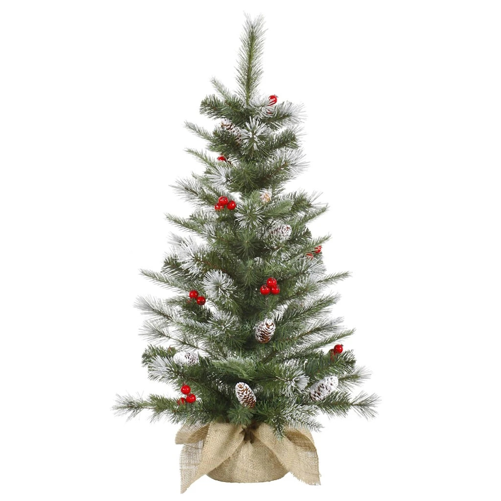 Vickerman Pre-Lit Artificial Christmas Tree With Frosted Pine Cones And Red Berries (27663) 1 Vickerman Pre-Lit Artificial Christmas Tree With Frosted Pine Cones And Red Berries (27663)