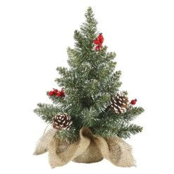 Vickerman Unlit Artificial Christmas Tree With White Tip Cones And Shiny Red Berries (27725)