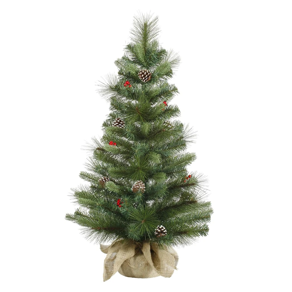 Vickerman Pre-Lit Artificial Christmas Tree With White Tip Pine Cones And Shiny Red Berries (27735) 1 Vickerman Pre-Lit Artificial Christmas Tree With White Tip Pine Cones And Shiny Red Berries (27735)